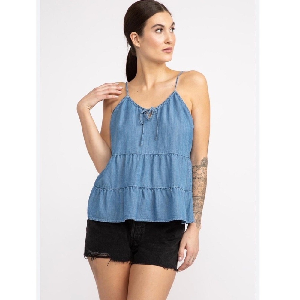 Old Navy Tank Womens XL Blue Spaghetti Straps  Denim‎ Layers Sleeveless Top